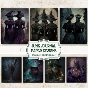 COVEN CHRONICLES | Junk Journal Kit, witch junk journal, scrapbook kit, printable bookmarks, victorian,printable stationary,magical journal