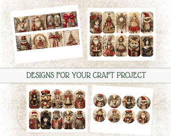 アンティークペーパーグッズ Classic Christmas Vintage Junk Journal Paper Kit Vintage