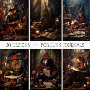 Witchy Christmas Mystery Junk Journal Kit, Printable Junk Journal, Witch Junk Journal Kit, Witch Ephemera, Gothic Ephemera, Gothic Junk, ATC