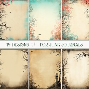 Goth Borders Junk Journal Pages Spooky Halloween Scrapbook Kit Printable Halloween Journal ATC Cards Junk Journal Kit Digital Download