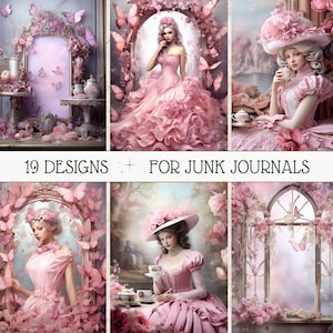 Kit de journal indésirable rose princesse goth techniques mixtes, papiers numériques, pages de journal imprimables roses, papiers de journalisation, téléchargement numérique, fabrication de cartes