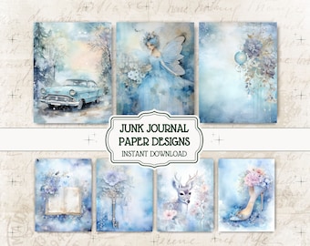 Fairytale Ephemera Junk Journal Digi Kit Winter Fairy Junk Journal,Junk Journal Half Paper, Wonderland Printable Pages,Crafting Pages, ATC