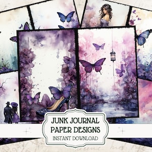 Goth Butterflies Junk Journal Kit Purple Gothic Journal Digi Kit Spring Junk Journal Celestial Ephemera Witch Ephemera Spring Printables