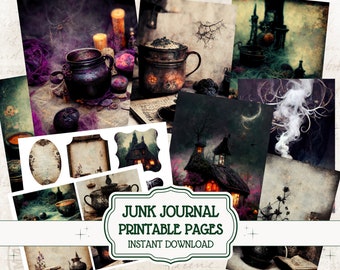 WITCHES BREW | Dark Junk Journal Kit Gothic Junk Journal Pages Witchy Ephemera, Grunge Craft Kit Dark Witch Altar Mixed Media Vintage Folio