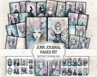 Junk Journal Kit Witch, Big Bundle Scrapbook Kit, Cottage Journaling Supplies, Witchcore Gothcore, Spring Junk Journal, Vintage Journaling