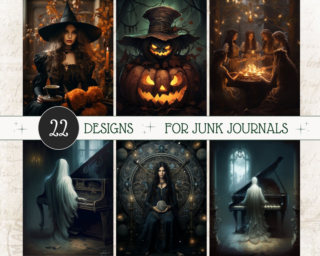 Halloween Junk Journal Printable Pages, Gothic Ephemera Pack, Pumpkin ...