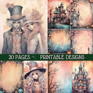 Pastel Goth Mystery Junk Journal Kit, Witch Ephemera, Printable Junk Journal, Witch Junk Journal Kit, Gothic Ephemera, Halloween Printables