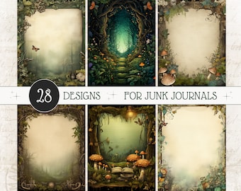 Witch Forest Junk Journal Paper Mushrooms Scrapbook Kit Mystery Forest Junk Journal Kit Mystic Scrapbook Paper Woodland Decoupage Printables