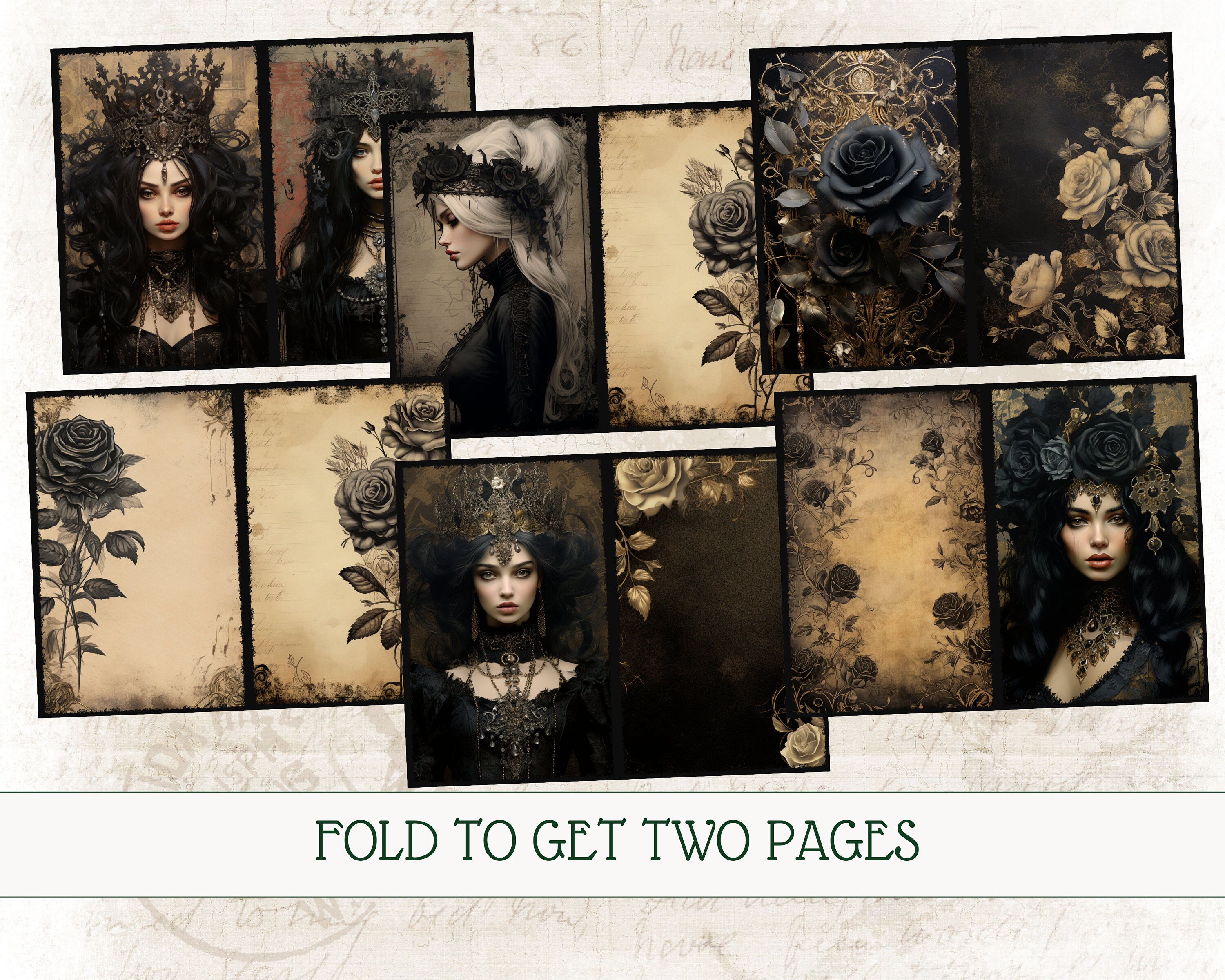 Goth Princess Junk Journal Pages Dark Roses Journal Printable Rose Junk ...
