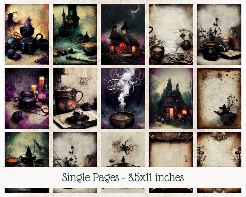 WITCHES BREW | Dark Junk Journal Kit Gothic Junk Journal Pages Witchy ...