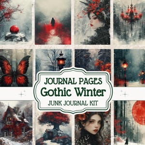 Gothic Winter Junk Journal Vintage Snow Ephemera Kit Dark Academia Goth Junk Journal Pages Vintage Roses Printable Journal Paper Witchcore