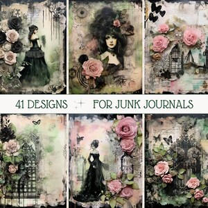 Goth Vintage Junk Journal Kit, Printable Junk Journal, Witch Junk Journal Kit, Witch Ephemera, Gothic Ephemera, Gothic Scrapbooking Mystery