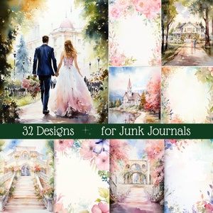 Whimsical Wedding Scrapbooking Printable Kit, Junk Journal Kit, Digital Download, Magic Ephemera, Bookmarks, ATC Cards, Whimsical, Enchanted