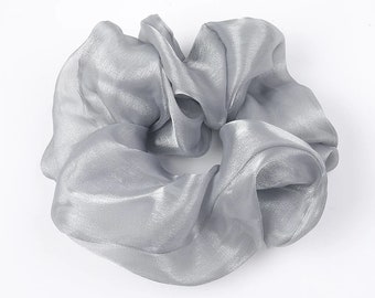 Silver Large organza shimmer scrunchie