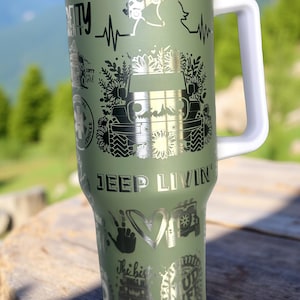 Jeep Livin’ Laser Engraved Tumbler | Laser Engraved Tumbler | Laser Engraved Stanley Cup | FREE SHIPPING