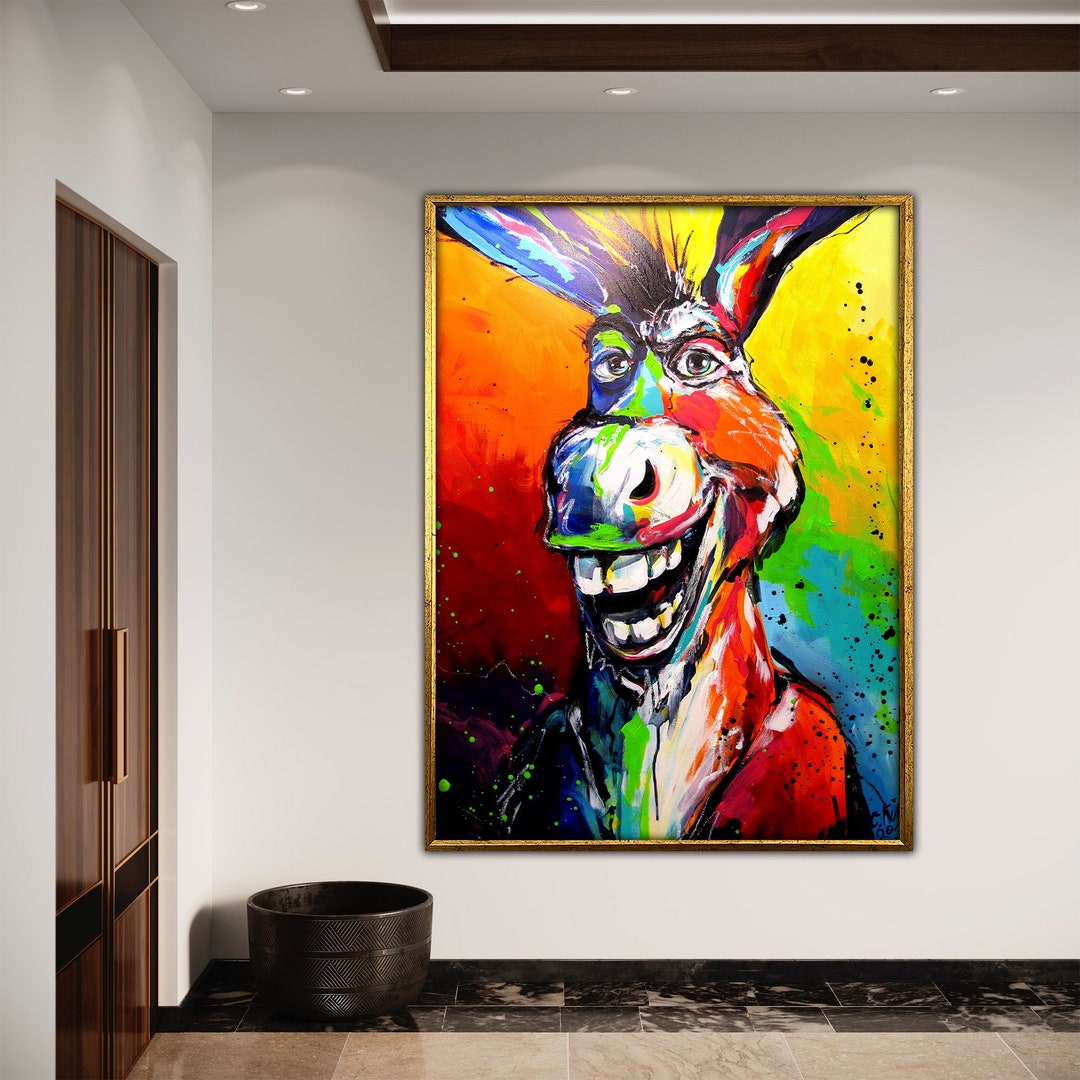 Colorful Donkey Canvas, Wall Art Canvas Design, Ready to Hang