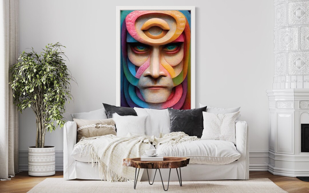 Bunte abstrakte Kopf-Leinwand, Wandkunst-Leinwand-Design, fertig zum