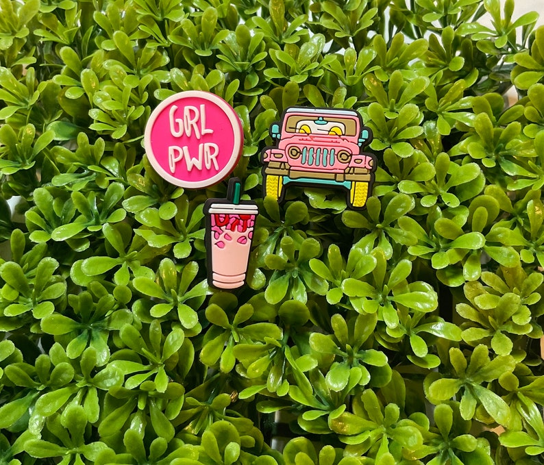 Croc Charms Girl Power, Car, Pink Drink Etsy