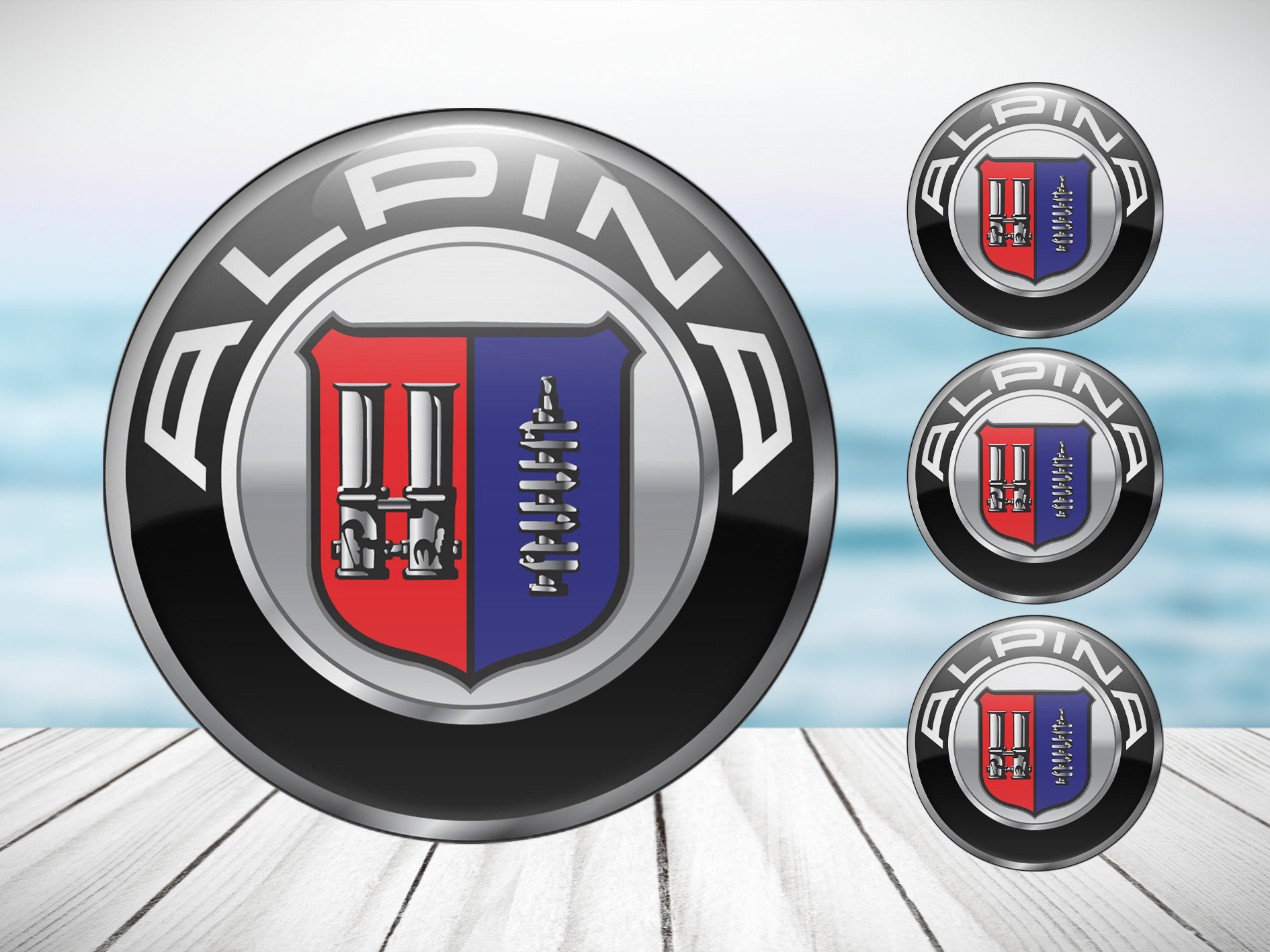 アルピナ エンブレム BMW ALPINA 貼り付け用シール付き