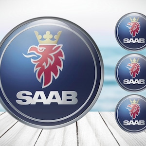 4pcs Set SAAB High Quality Hand Made Center Wheel Cap Stickers Gas Tank Logo Decal Emblem