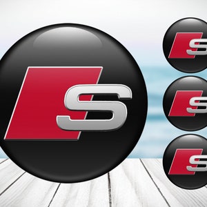 4pcs Set Audi S Line High Quality Hand Made Center Wheel Cap Stickers Gas Tank Logo Decal Emblem