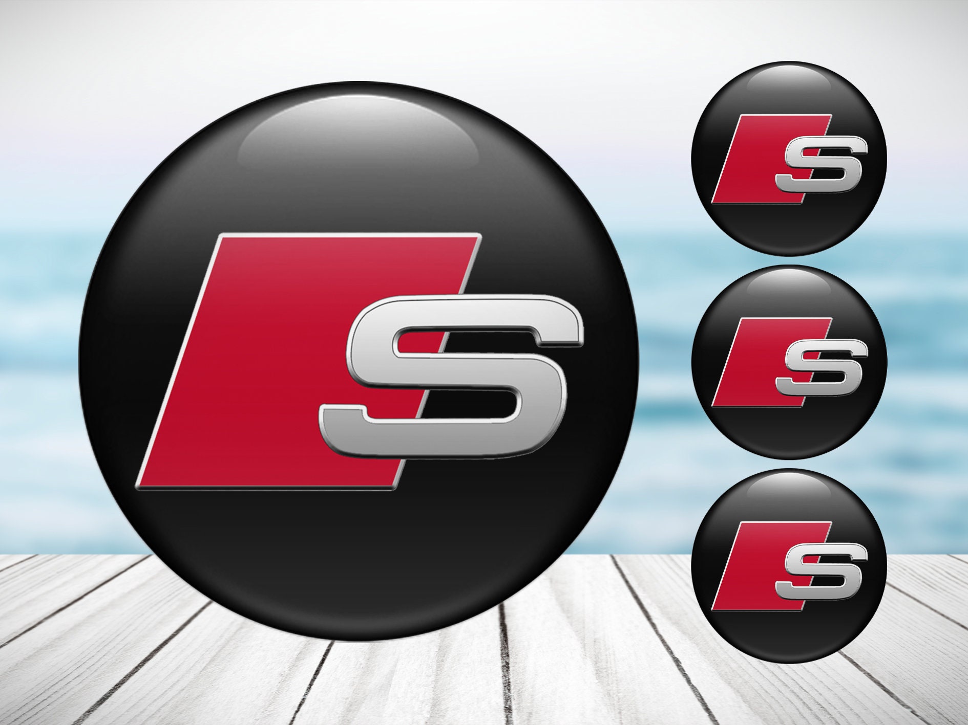 4pcs Set Audi S Line High Quality Hand Made Center Wheel Cap Stickers