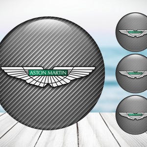 4pcs Set Aston Martin High Quality Hand Made Center Wheel Cap Stickers Gas Tank Logo Decal Emblem