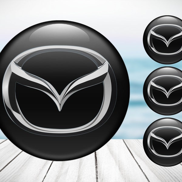 4pcs Set Mazda High Quality Hand Made Center Wheel Cap Stickers Gas Tank Logo Decal Emblem