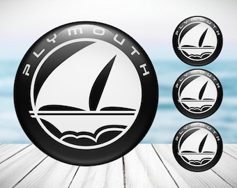 4pcs Set Plymouth High Quality Hand Made Center Wheel Cap Stickers Gas Tank Logo Decal Emblem