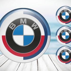 4pcs Set BMW High Quality Hand Made Center Wheel Cap Stickers Gas Tank Logo Decal Emblem