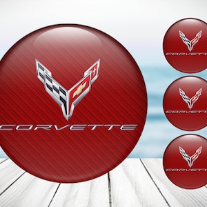 4pcs Set Chevrolet Corvette High Quality Hand Made Center Wheel Cap Stickers Gas Tank Logo Decal Emblem