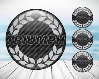 Juego de 4 pegatinas para tapacubos de rueda central Triumph de alta calidad, hechas a mano, con el logotipo del tanque de gasolina.