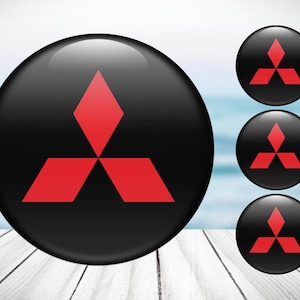 4pcs Set Mitsubishi High Quality Hand Made Center Wheel Cap Stickers Gas Tank Logo Decal Emblem