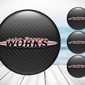 4pcs Set MINI Cooper JCW High Quality Hand Made Center Wheel Cap Stickers Gas Tank Logo Decal Emblem