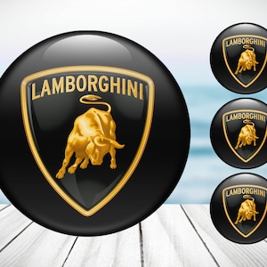 4pcs Set Lamborghini High Quality Hand Made Center Wheel Cap Stickers Gas Tank Logo Decal Emblem