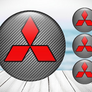 4pcs Set Mitsubishi High Quality Hand Made Center Wheel Cap Stickers Gas Tank Logo Decal Emblem