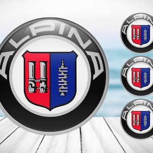 4pcs Set Alpina High Quality Hand Made Center Wheel Cap Stickers Gas Tank Logo Decal Emblem