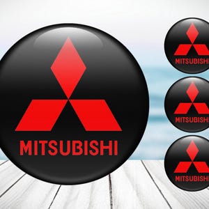 4pcs Set Mitsubishi High Quality Hand Made Center Wheel Cap Stickers Gas Tank Logo Decal Emblem
