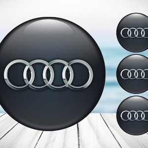 4pcs Set Audi High Quality Hand Made Center Wheel Cap Stickers Gas Tank Logo Decal Emblem