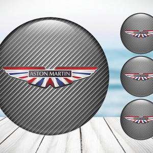 4pcs Set Aston Martin High Quality Hand Made Center Wheel Cap Stickers Gas Tank Logo Decal Emblem