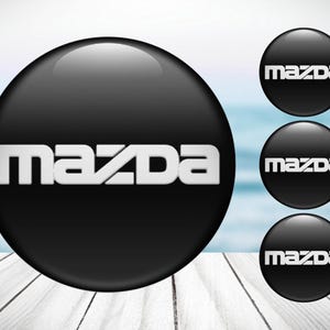 4pcs Set Mazda High Quality Hand Made Center Wheel Cap Stickers Gas Tank Logo Decal Emblem