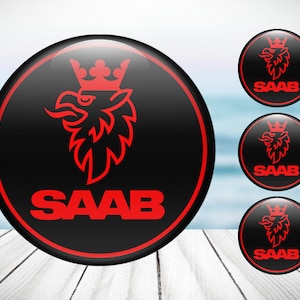 4pcs Set SAAB High Quality Hand Made Center Wheel Cap Stickers Gas Tank Logo Decal Emblem