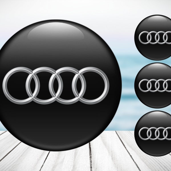 4pcs Set Audi High Quality Hand Made Center Wheel Cap Stickers Gas Tank Logo Decal Emblem