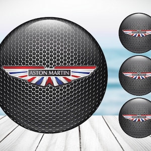 4pcs Set Aston Martin High Quality Hand Made Center Wheel Cap Stickers Gas Tank Logo Decal Emblem