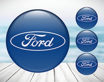 4pcs Set Ford High Quality Hand Made Center Wheel Cap Stickers Gas Tank Logo Decal Emblem