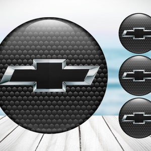 Ensemble de 4 autocollants d&#39;enjoliveur de roue central fabriqués à la main Chevrolet de haute qualité, emblème du logo du réservoir d&#39;essence
