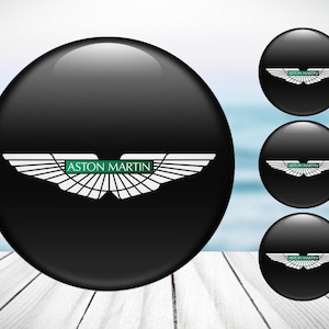 4pcs Set Aston Martin High Quality Hand Made Center Wheel Cap Stickers Gas Tank Logo Decal Emblem