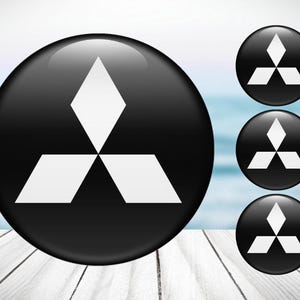 4pcs Set Mitsubishi High Quality Hand Made Center Wheel Cap Stickers Gas Tank Logo Decal Emblem