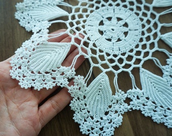 Handcrafted Crochet Doilies, Handmade Lace Doilies, Rustic White Crochet Doily, Lace table Runner,  Table Centre Mat,