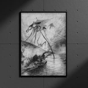 War of the Worlds Digital Download, Graphic 15 Alien Art, Vintage Sci-Fi Printable Illustration 1906 HG Wells Novel, Space Invasion Art-168D